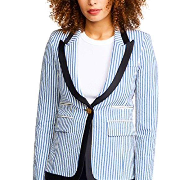 COPY - Smythe Taped Peaked Lapel Blazer in Blue Seersucker - Picture 6 of 7